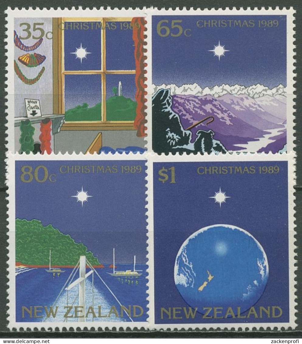 Neuseeland 1989 Weihnachten Berge Erdball Yachthafen 1084/87 Postfrisch - Ongebruikt