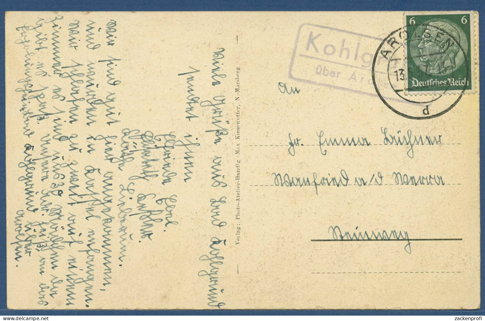 Arolsen Mütter-Erholungsheim, Landpost Kohlgrube, Gelaufen 1937 (AK4022) - Bad Arolsen