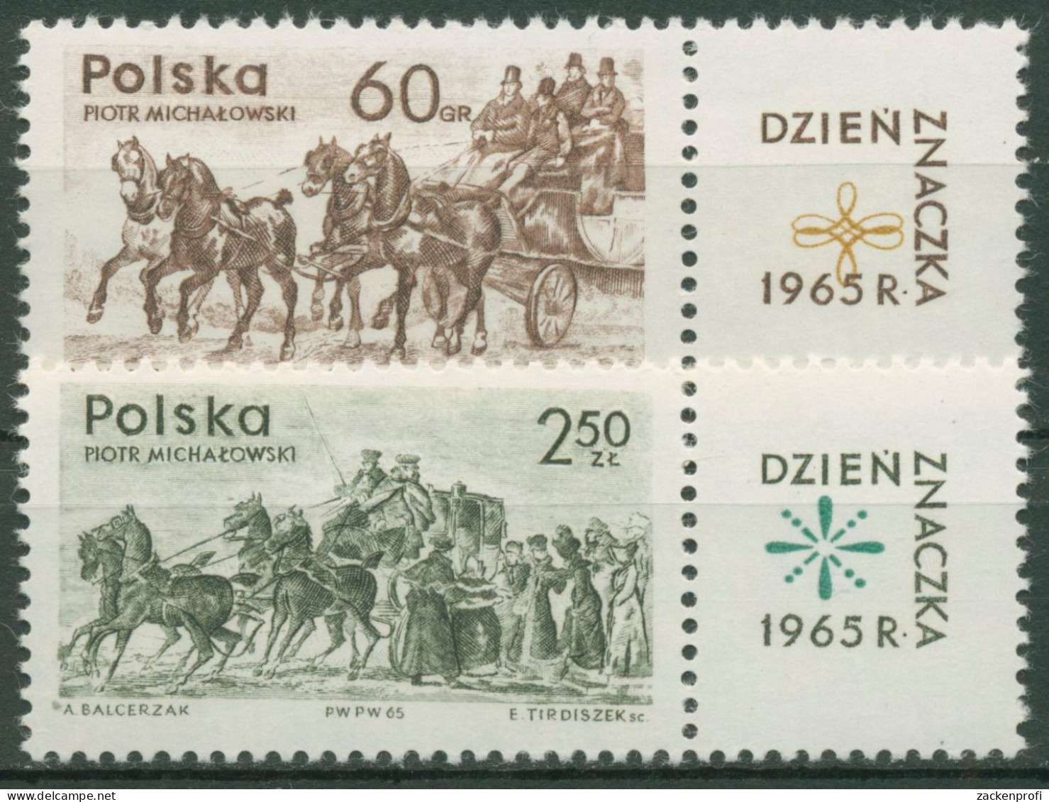 Polen 1965 Tag Der Briefmarke Pferdekutsche 1621/22 Zf Postfrisch - Ongebruikt