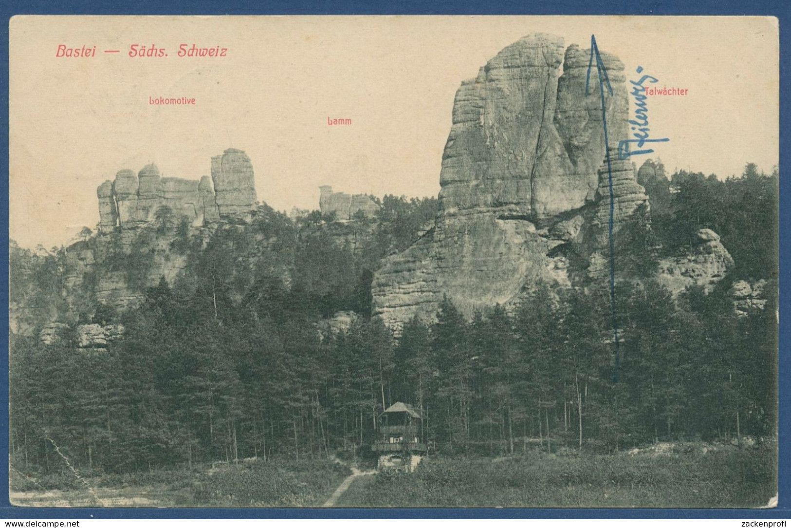 Bastei Felsen Sächsische Schweiz, Gelaufen 1910 (AK4052) - Hohnstein (Saechs. Schweiz)