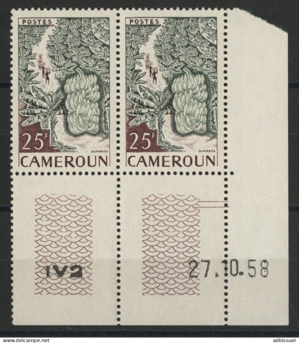 CAMEROUN N° 309 Neuf ** (MNH) Paire Avec Coin Daté Du 27/10/58 TB - Camerún (1960-...)