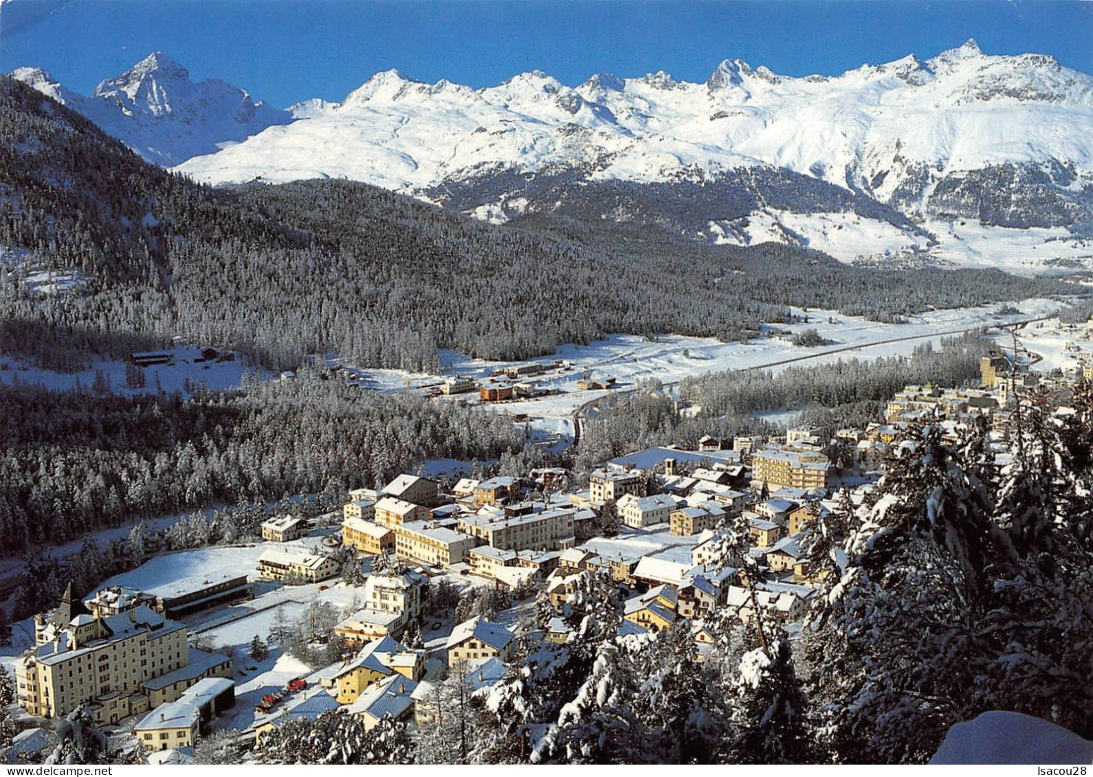 SUISSE - GRISONS - PONTRESINA MIT JULIERKETTE - VUE D ENSEMBLE SOUS LA NEIGE - Pontresina