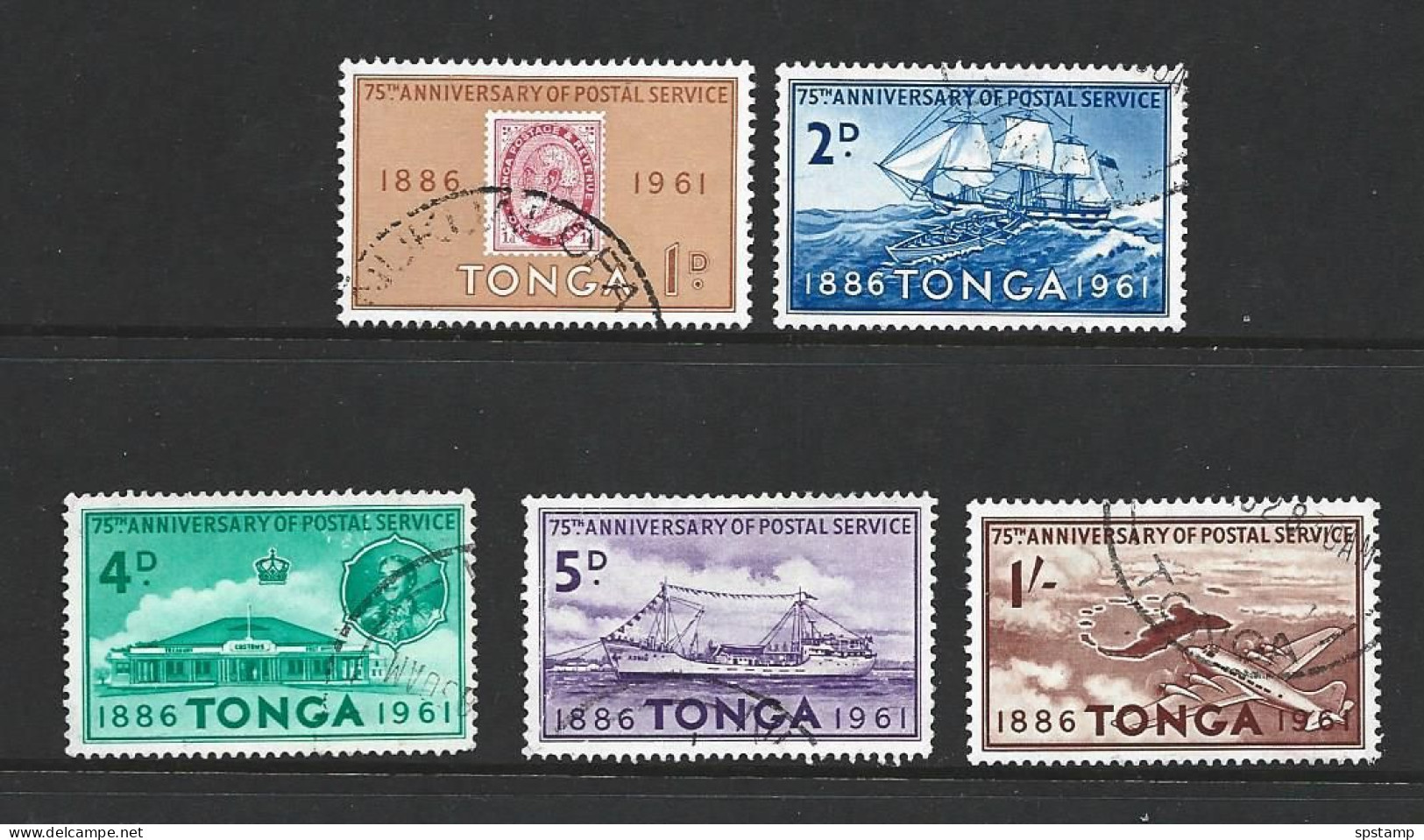 Tonga 1961 Postal Service Anniversary Set Of 5 FU - Tonga (1970-...)