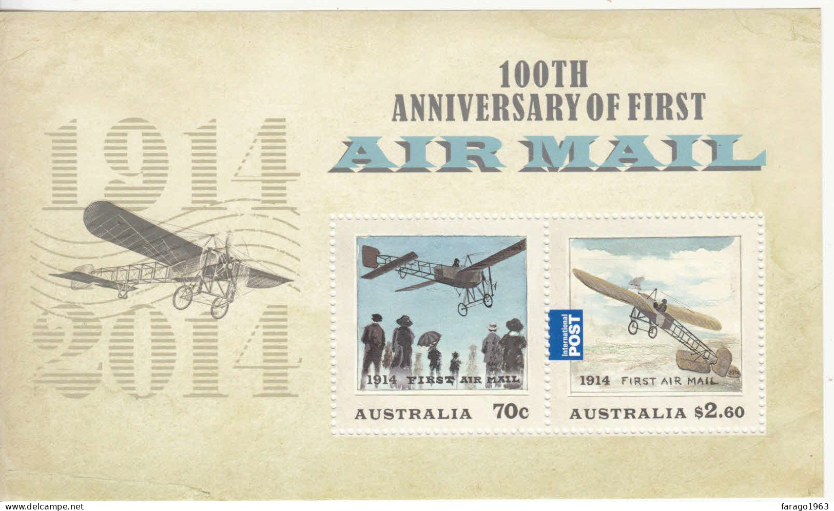 2014 Australia Air Mail Aviation  Souvenir Sheet MNH @ BELOW FACE VALUE - Nuevos