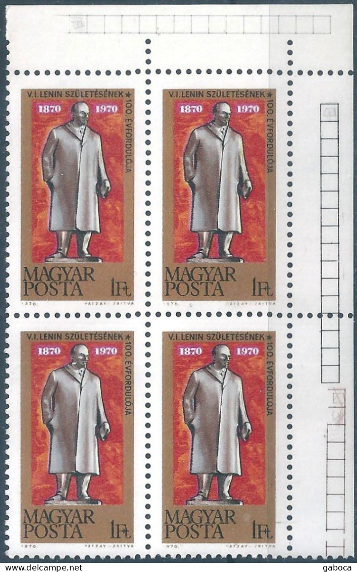 C5812 Hungary Lenin Art Statue Anniversary Quartblock MNH RARE - Lénine