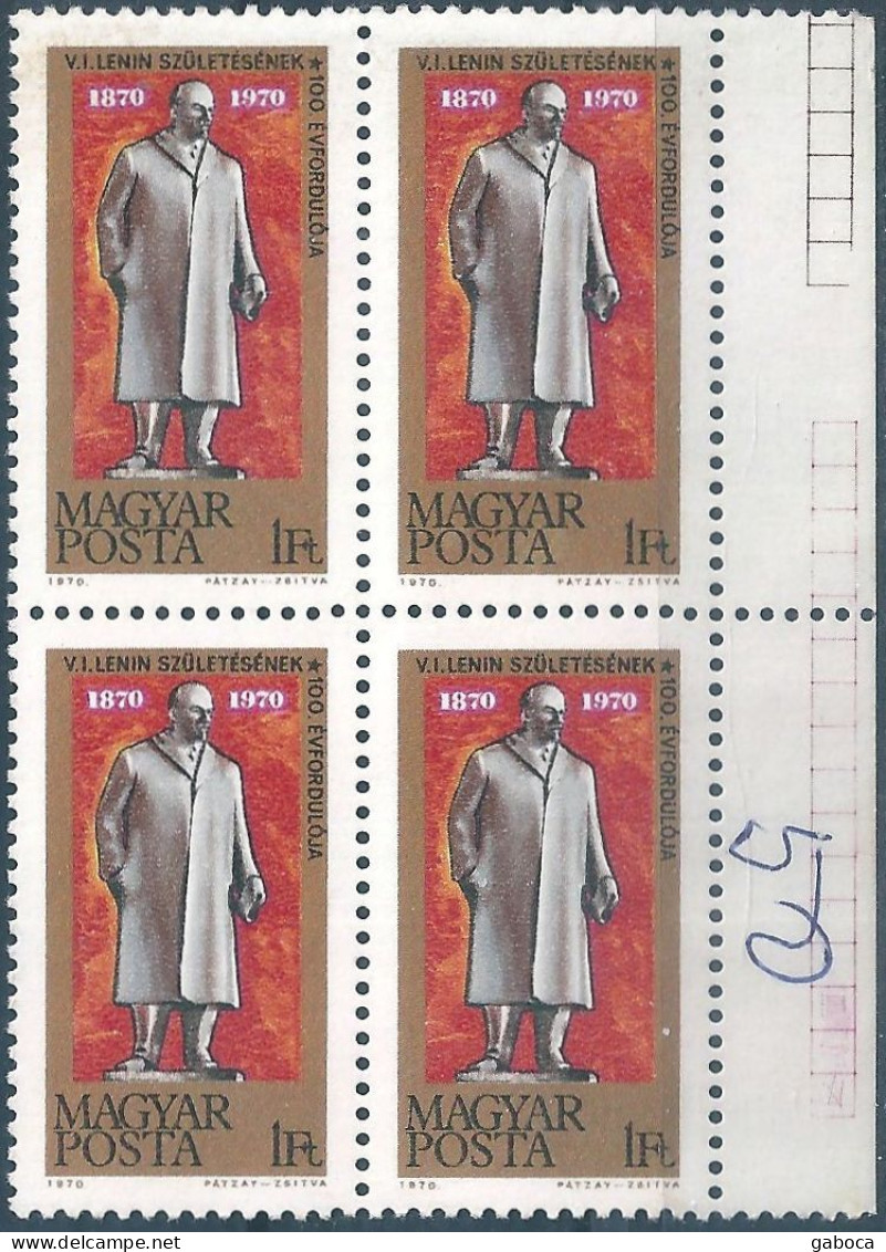 C5812b Hungary Lenin Art Statue Anniversary Quartblock MNH RARE - Escultura