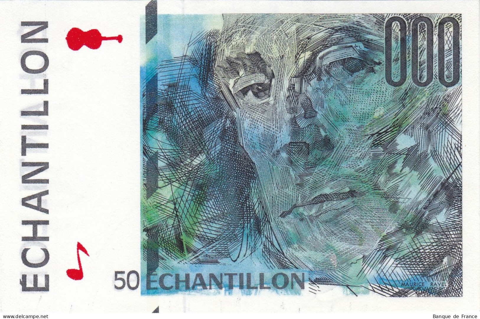 Billet ÉCHANTILLON 50 F Saint Exupéry Type Ravel Avec Filigrane Pour Test GAB NEUF - Specimen