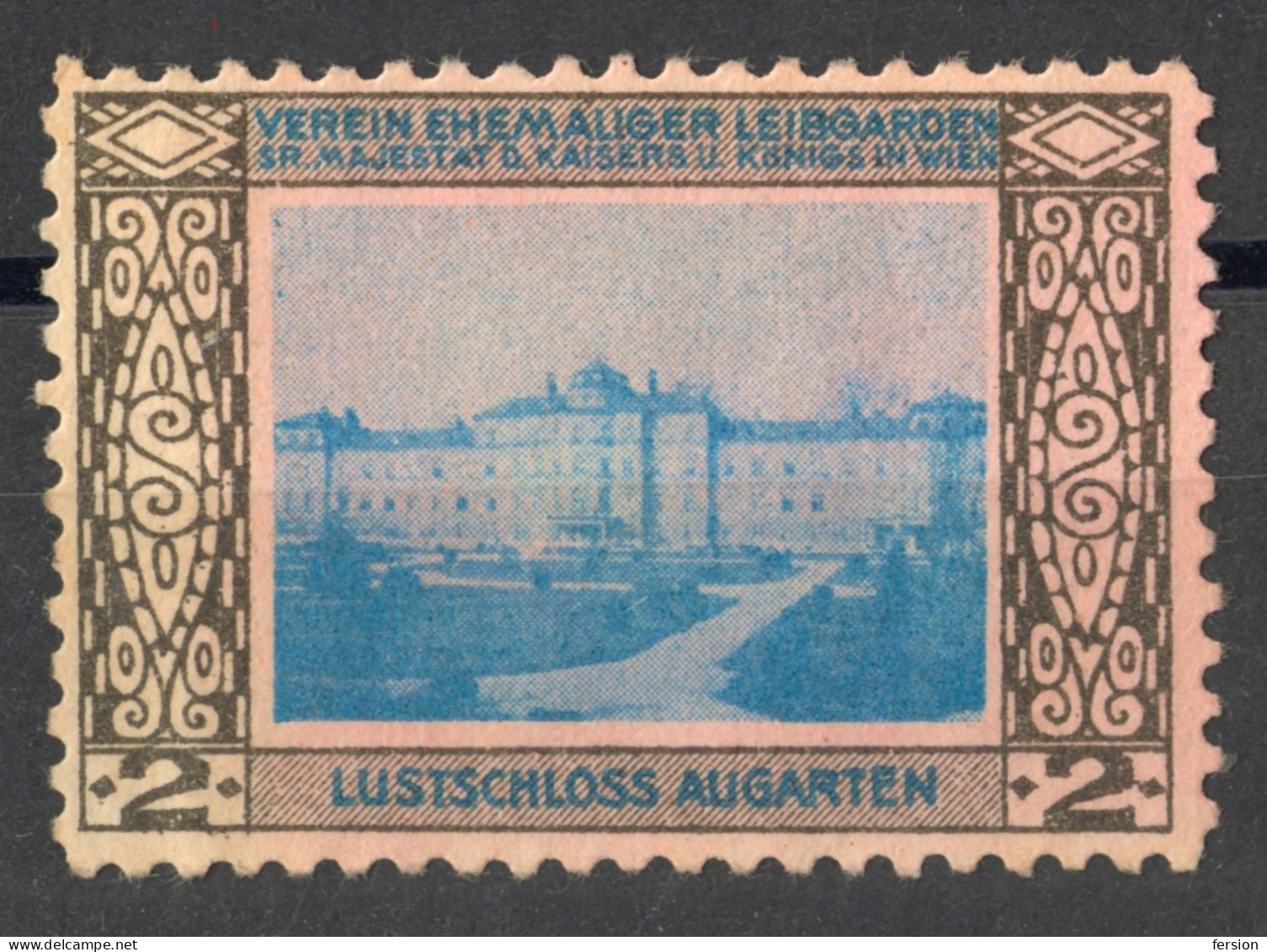 Wien CASTLE PALACE AUGARTEN Palace CHARITY 1910 Austria Label Cinderella Vignette VEREIN LEIBGARDEN - Castillos