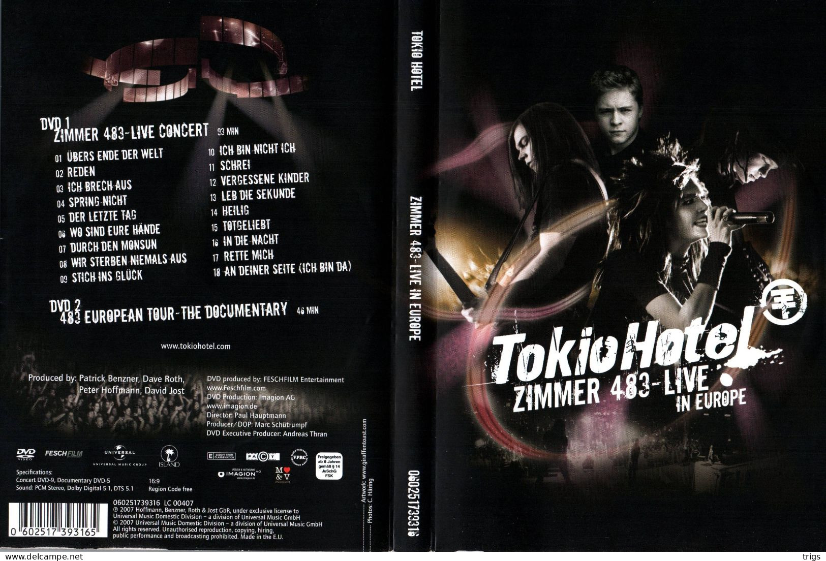 DVD - Tokio Hotel: Zimmer 483, Live In Europe (2 DISCS) - Concert En Muziek