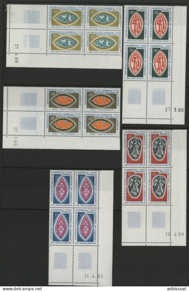 CAMEROUN N° 472 à 476 Neufs ** (MNH) Blocs De Quatre Tous Avec Coin Daté Série Complète TB - Kameroen (1960-...)