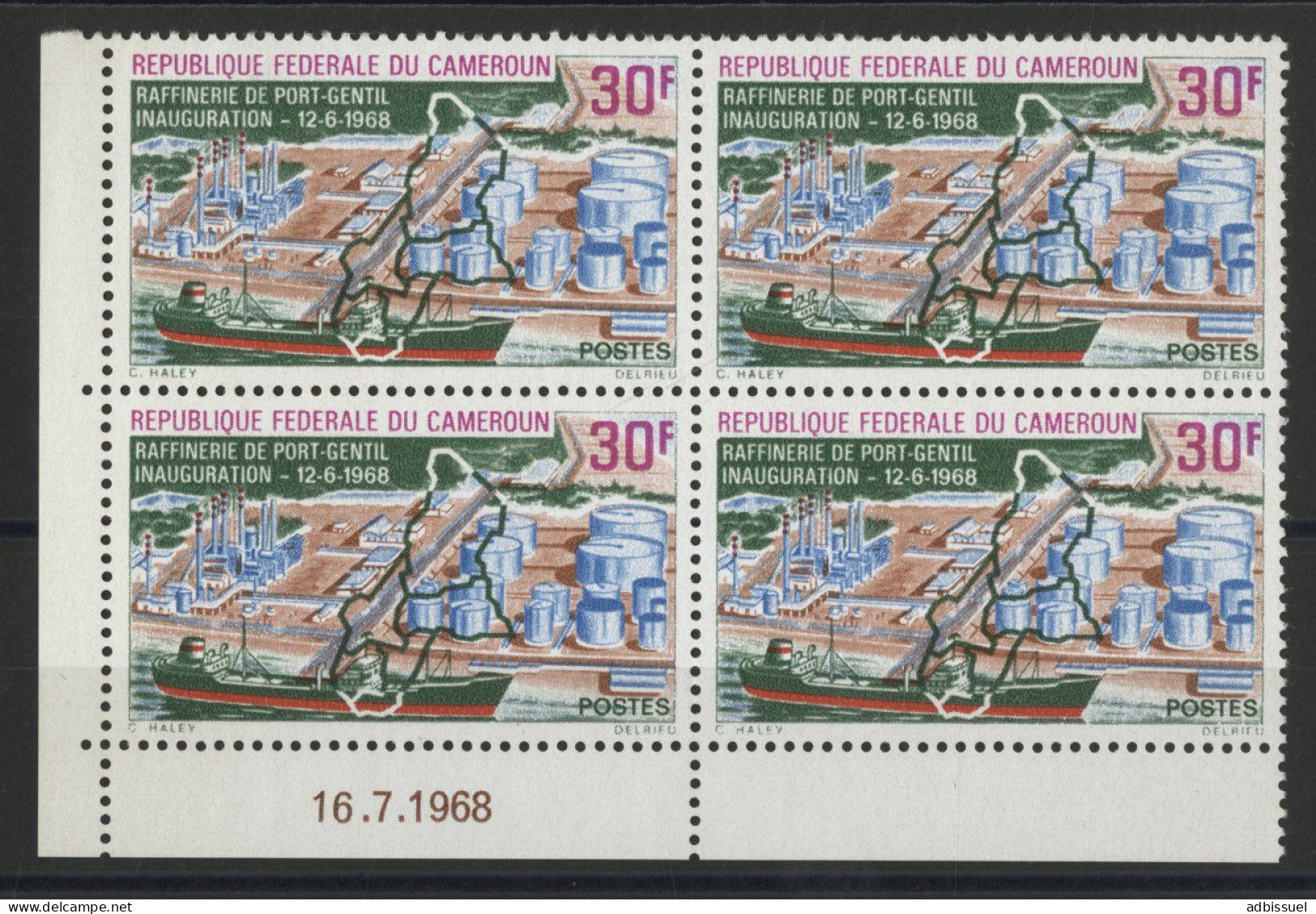 CAMEROUN N° 466 Neufs ** (MNH) Bloc De Quatre Avec Coin Daté Du 16/7/68 Voir Description - Camerún (1960-...)