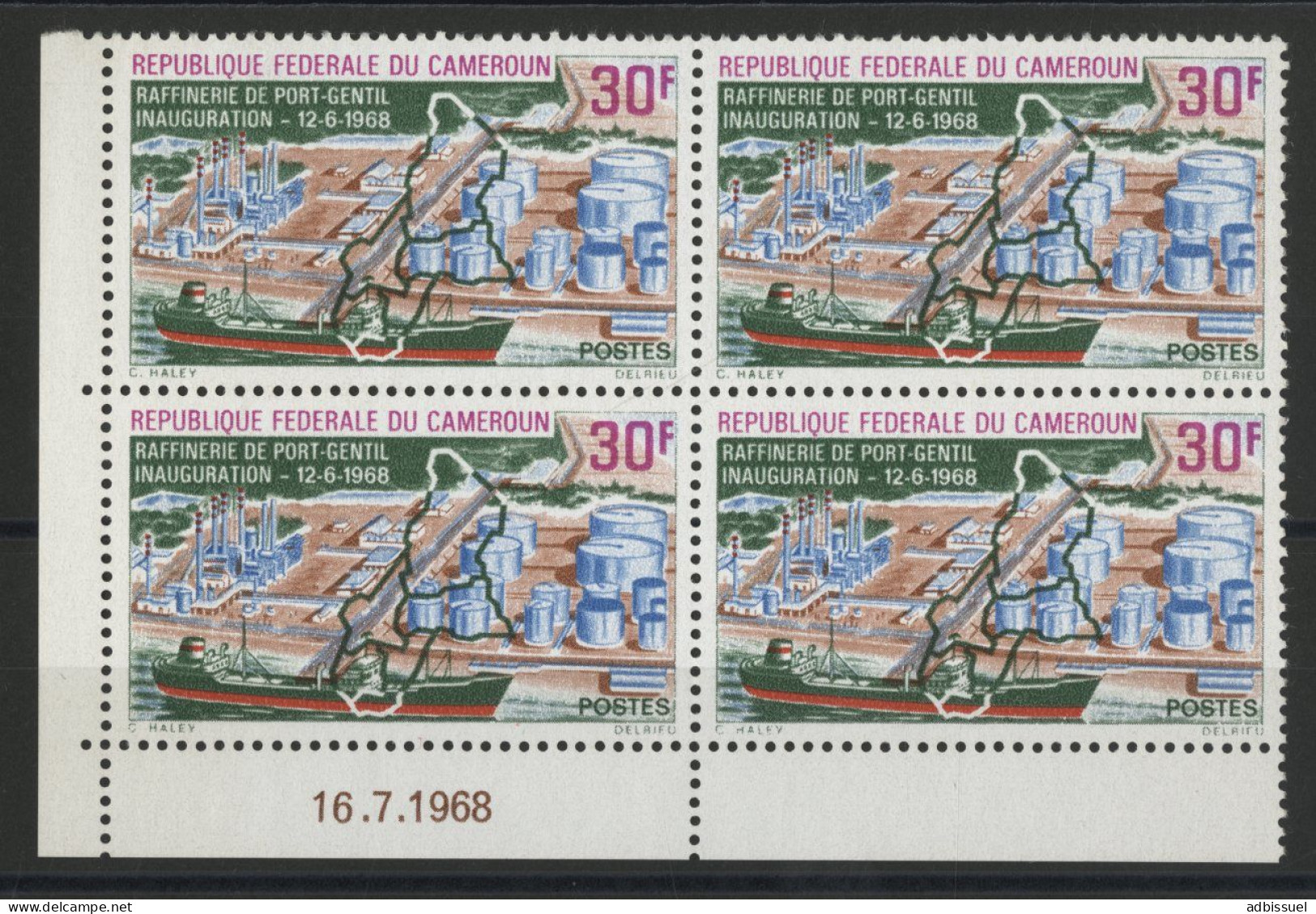 CAMEROUN N° 466 Neufs ** (MNH) Bloc De Quatre Avec Coin Daté Du 16/7/68 Voir Description - Kamerun (1960-...)