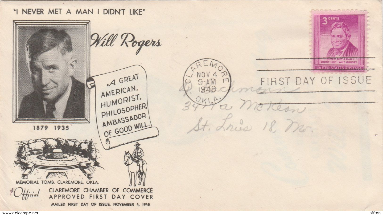 United States 1948 FDC Mailed - 1941-1950