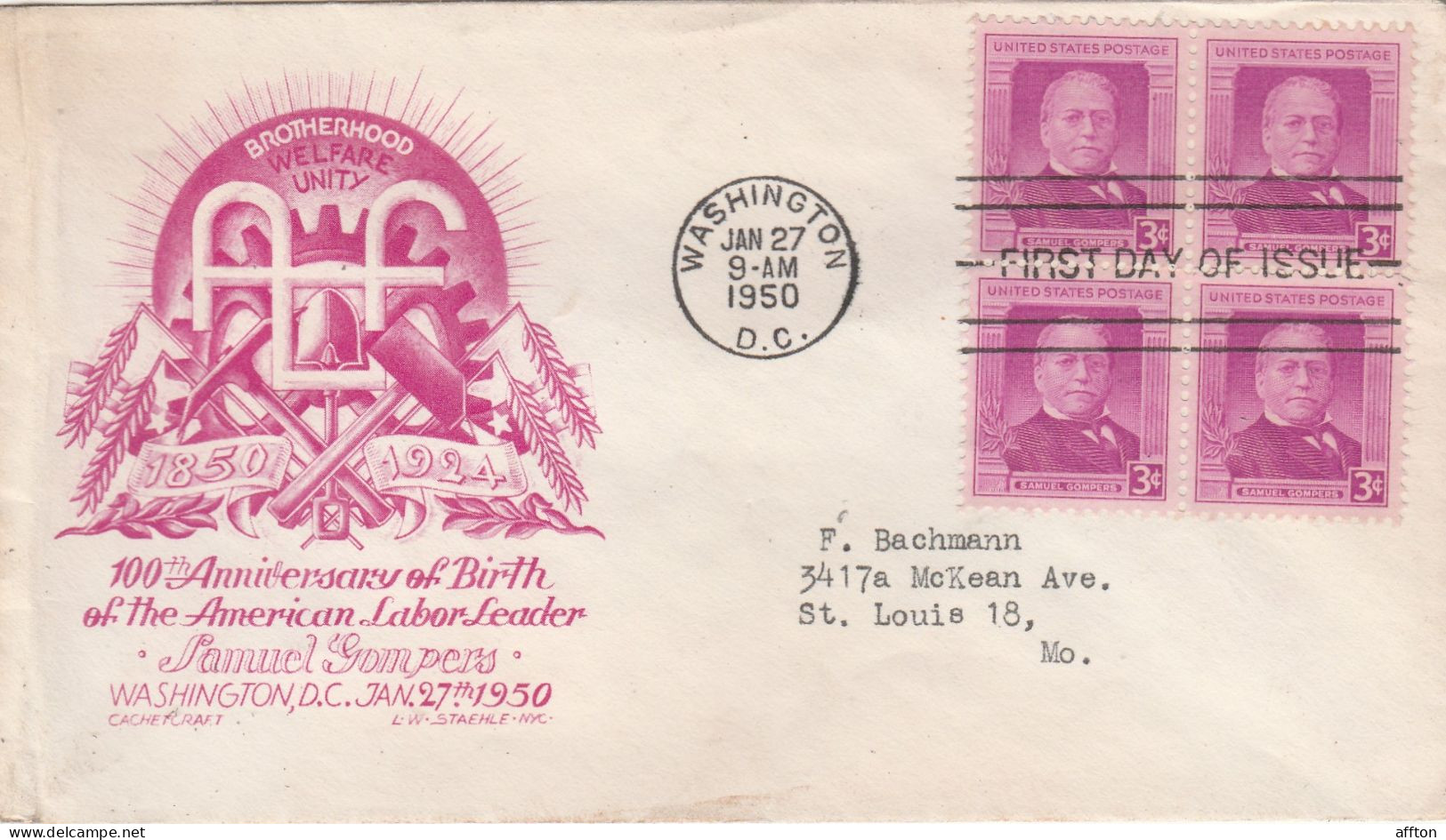 United States 1950 FDC Mailed - 1941-1950