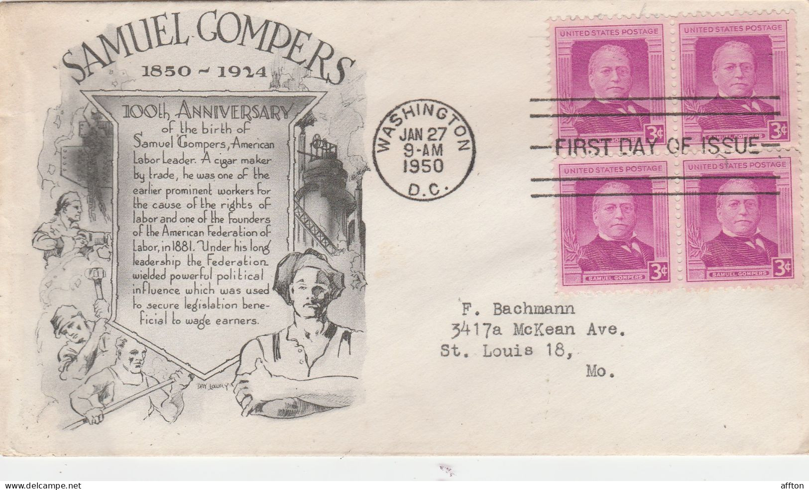 United States 1950 FDC Mailed - 1941-1950