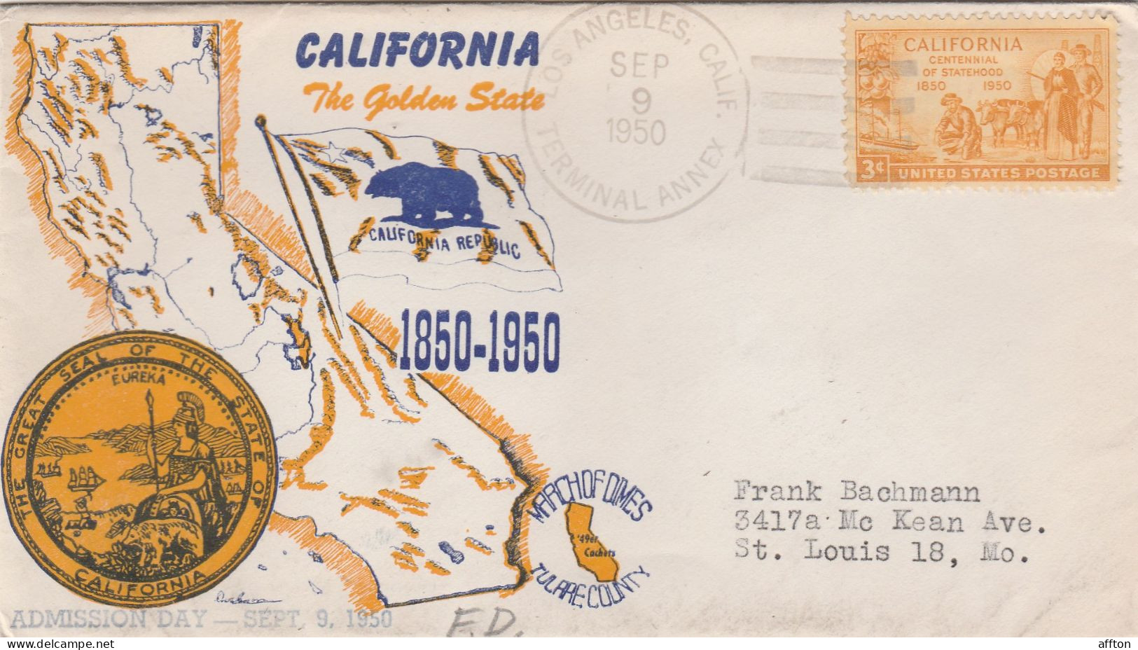 United States 1950 FDC Mailed - 1941-1950