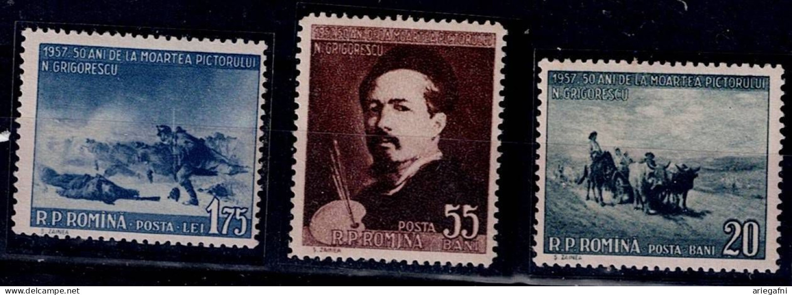 ROMANIA 1957 50TH DEATH ANNIVERSARY OF NICOLAE GRIGORESCU MI No 1655-7 MNH VF!! - Neufs