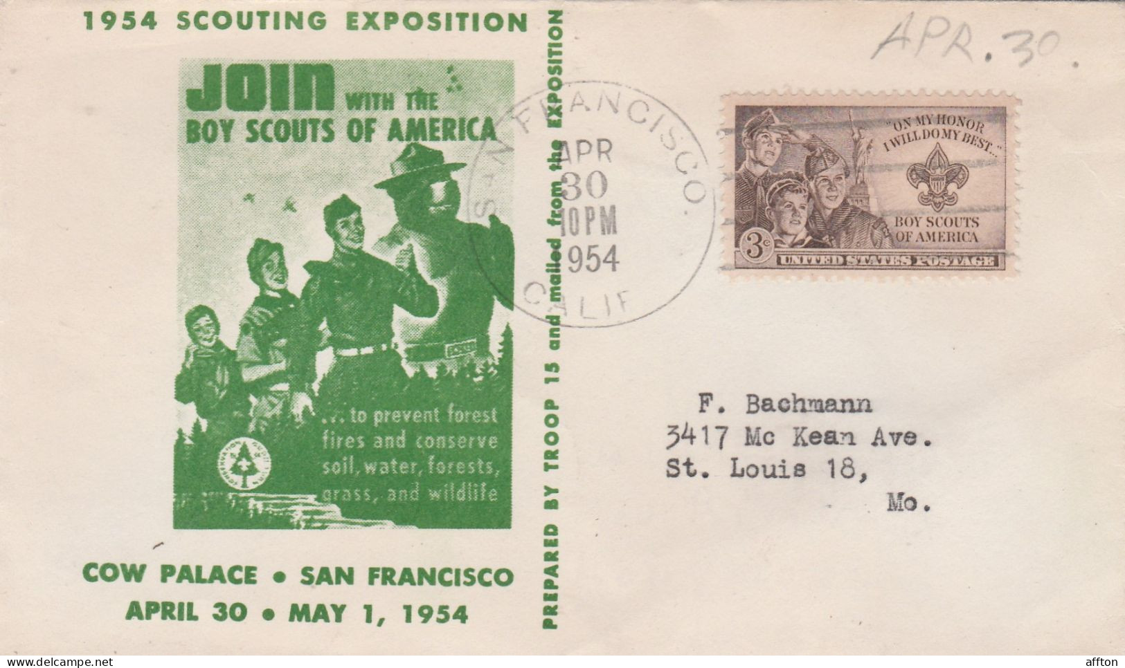 United States 1954 FDC Mailed - 1951-1960