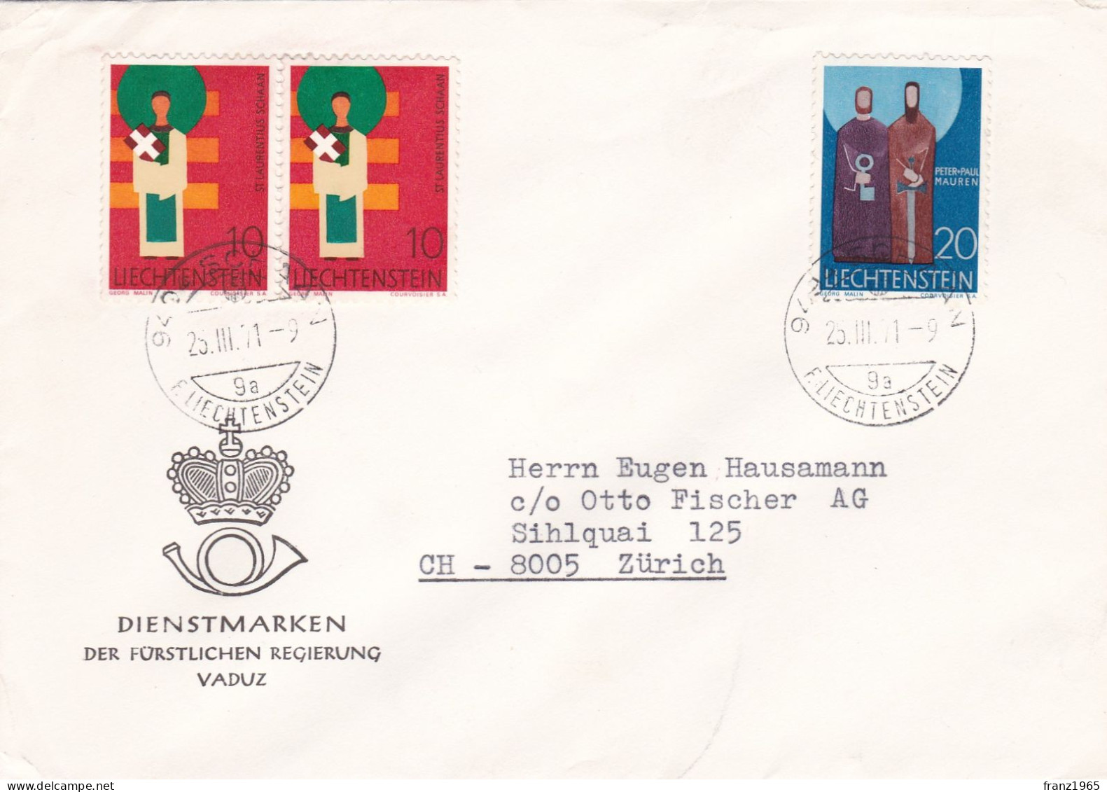 From Liechtenstein To Swiss - 1971 - Brieven En Documenten