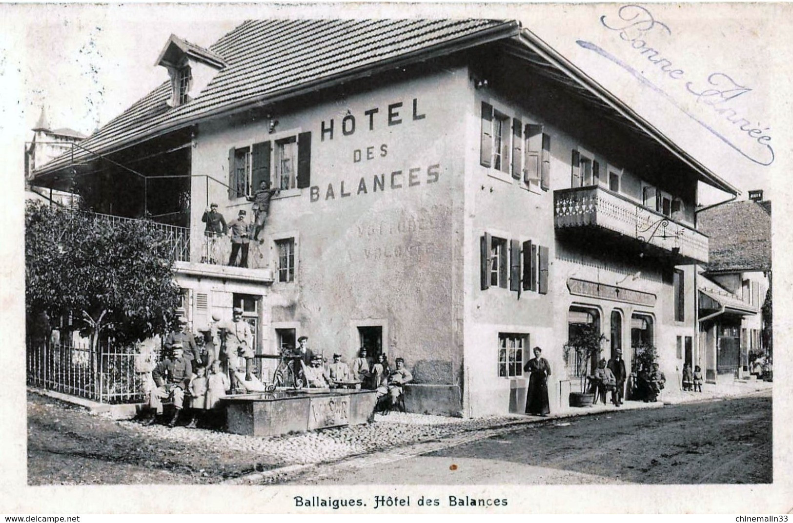 SUISSE BALLAIGUES HOTEL DES BALANCES  TRES   BELLE  ANIMATION REIMPRESSION DE CARTE ANCIENNE COLLECTION E.B. 1970 - Ballaigues