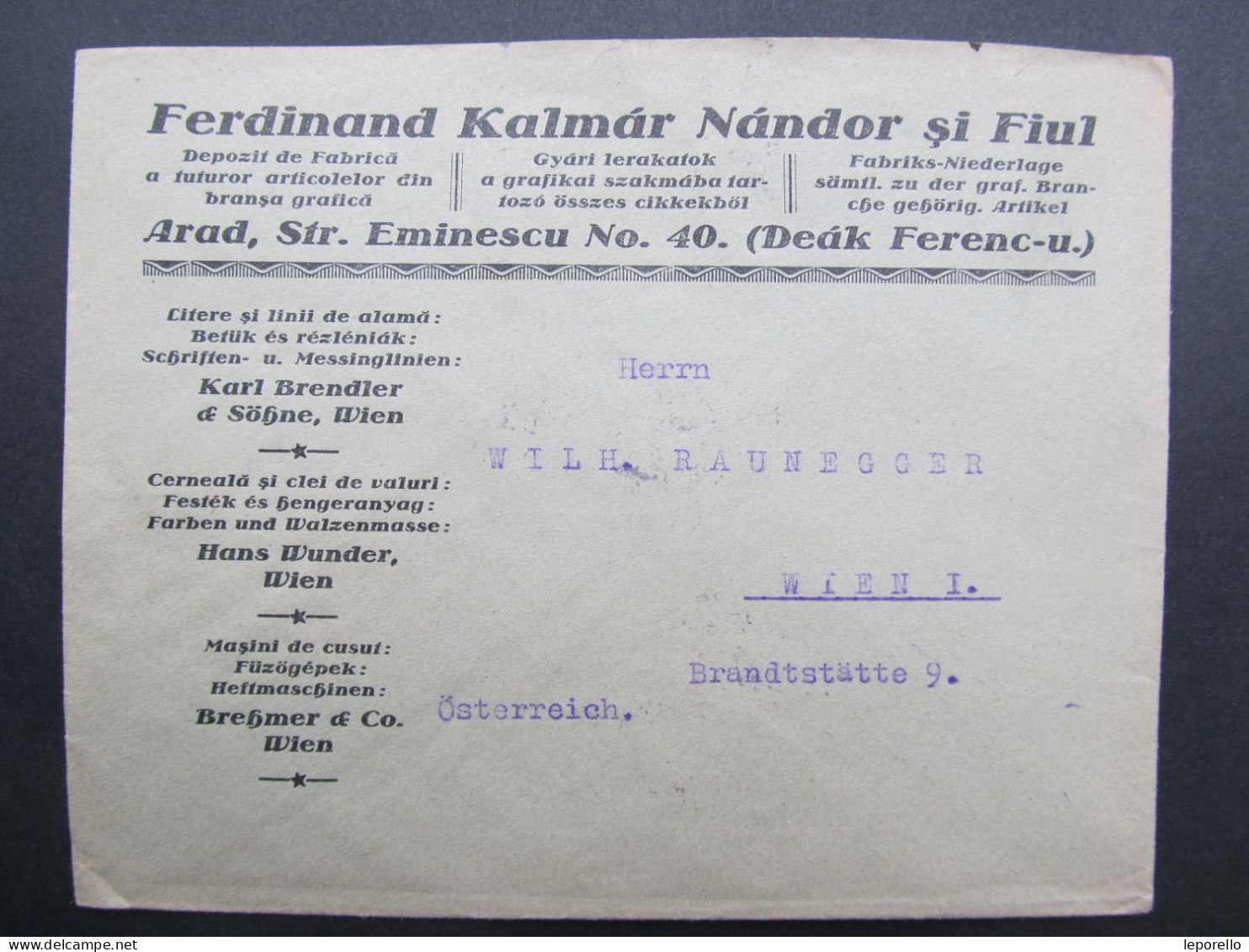 BRIEF Arad - Wien Ferdinand Kalmár  // D*58799 - Briefe U. Dokumente