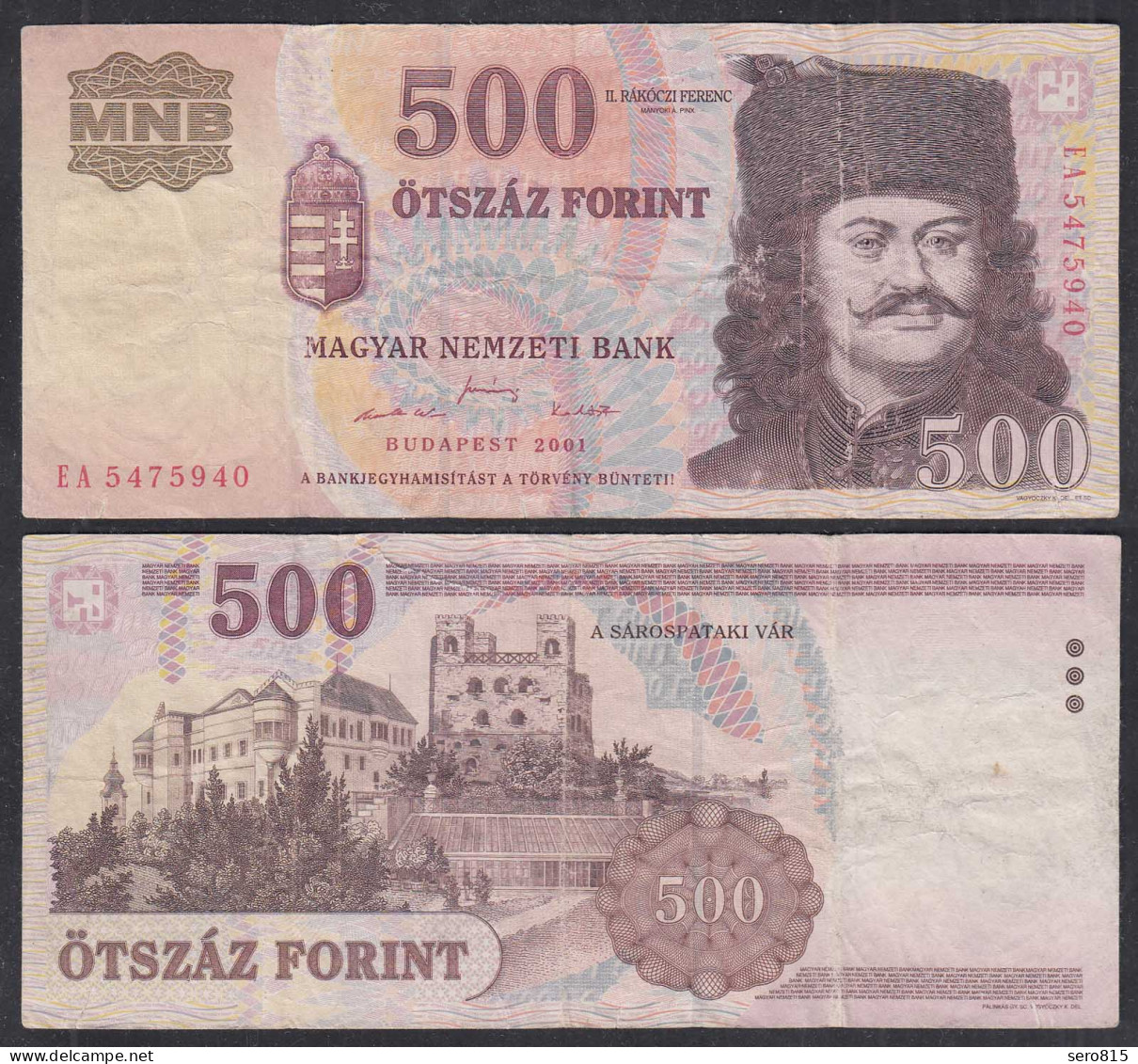 UNGARN - HUNGARY 500 Forint 2001 Pick 188a VF (3)     (29105 - Hongrie