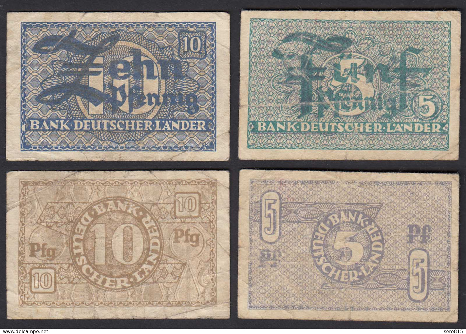 Ro 250 + 251 BDL Bank Deutscher Länder 5 + 10 Pfennig 1948 Gebraucht!    (30547 - Sonstige & Ohne Zuordnung