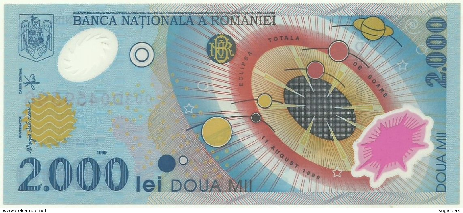 ROMANIA - 2.000 Lei - 1999 - Pick 111.a - Unc. - Série 003D - Total Solar ECLIPSE Commemorative POLYMER - 2000 - Roumanie