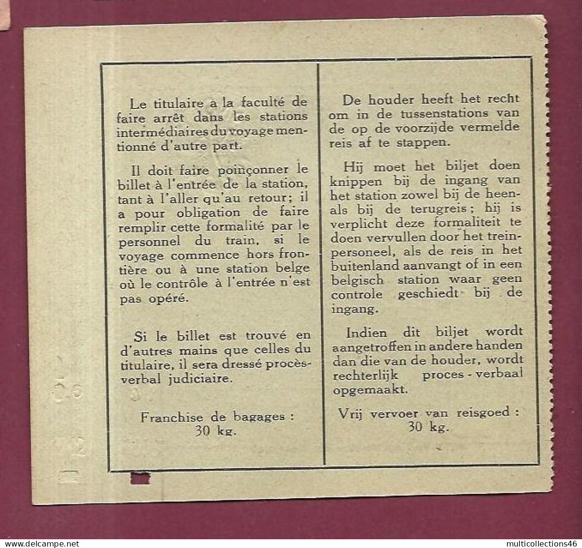 050324 - TICKET TRANSPORT CHEMIN DE FER - BELGIQUE 1952 Série 717 N°8406 B 2e Cl ERQUELINNES HERGENRATH - Europe