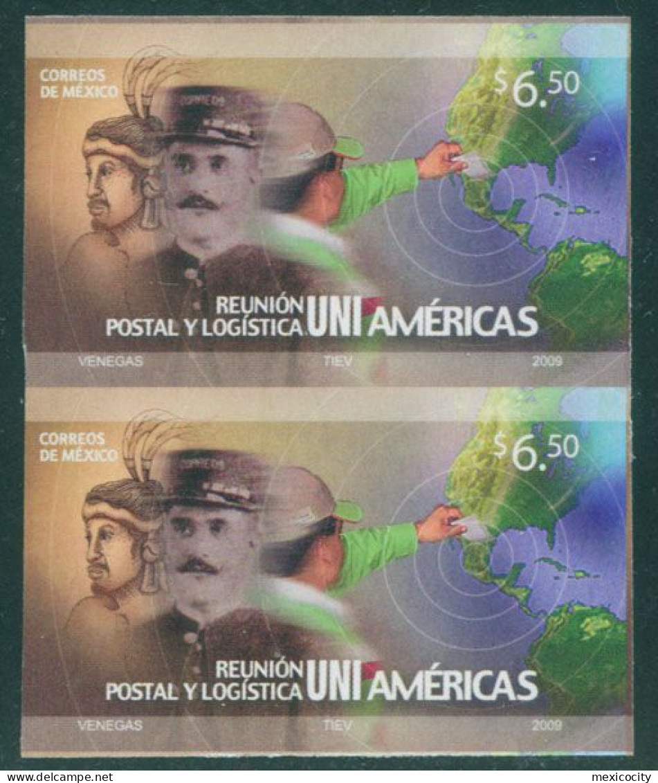 MEXICO 2009 UNI AMERICA Postal Reunion IMPERFORATE Pair, Mint NH, Rare Rare Thus (only One Pane Of 50 Found) - Mexico