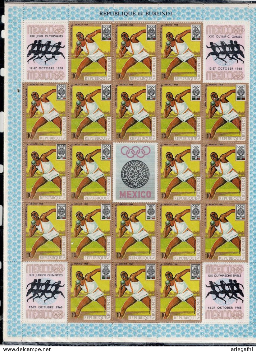 BURUNDI 1968 SUMMER OLYMPICS GAMES MEXICO CITY SET OF 10 FULL SHEETS MI No 446-55 MNH VF!! - Verano 1968: México