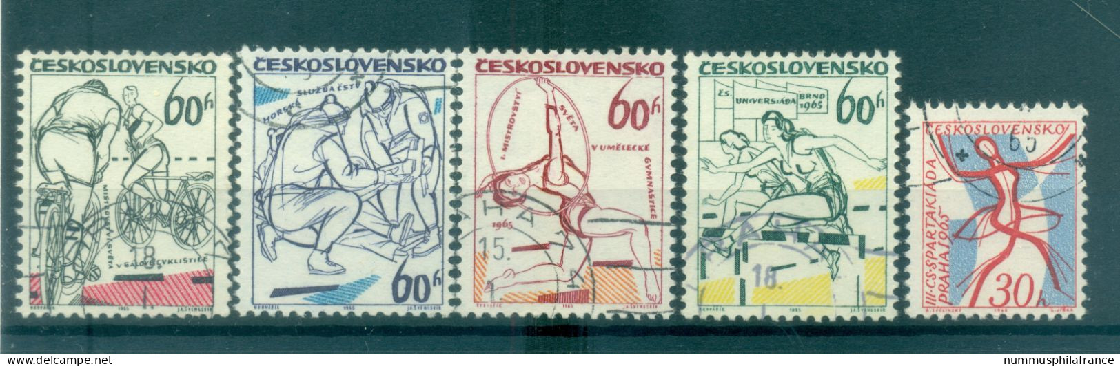 Tchécoslovaquie 1965 - Y & T N. 1369/73 - Evénements Sportifs (Michel N. 1503-1504/07) - Oblitérés