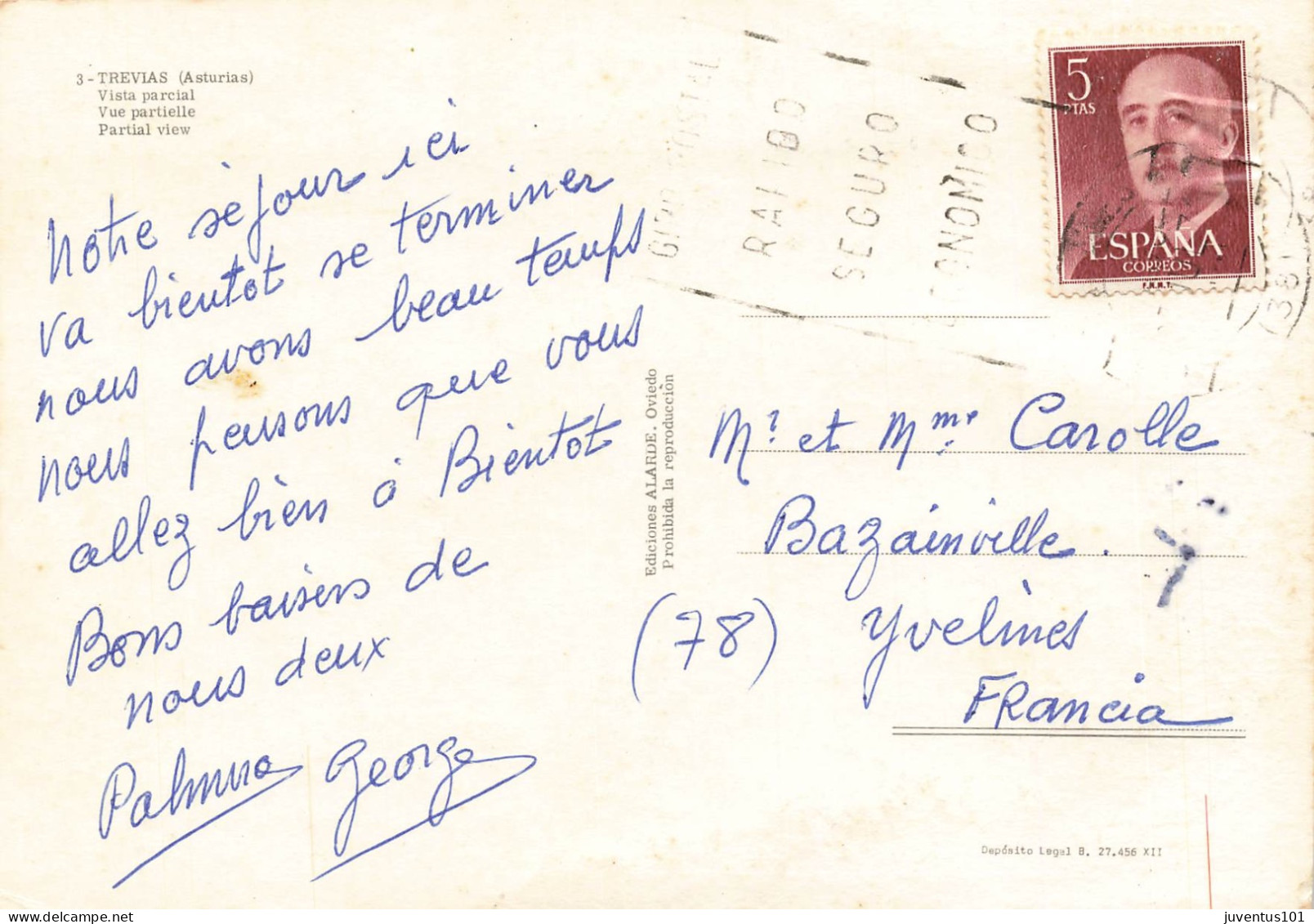 CPSM Trevias-Vista Parcial-Timbre-RARE     L2739 - Asturias (Oviedo)