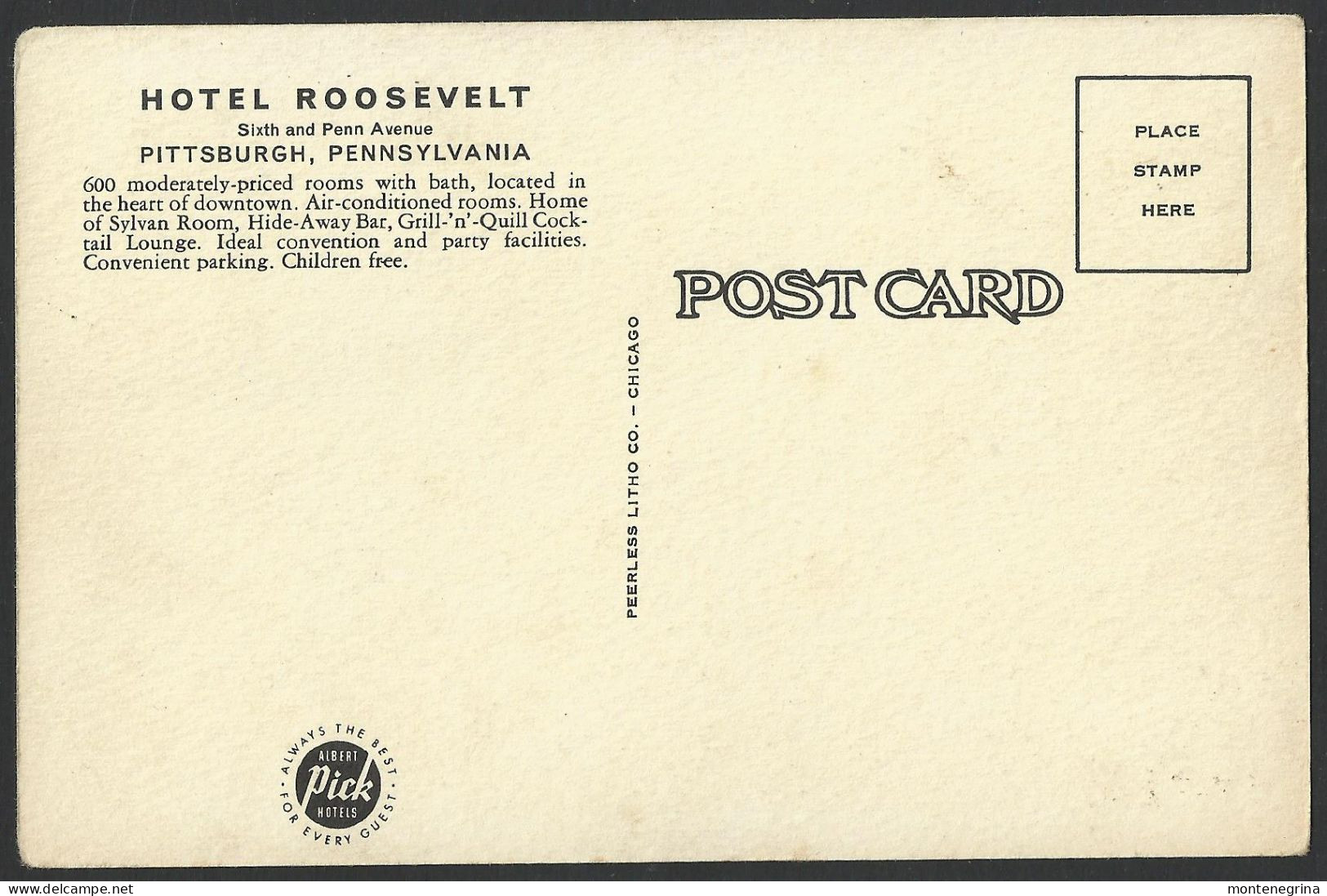 Pennsylvania - PITTSBURGH - Hotel ROOSEVELT - Postcard (see Sales Conditions) 09995 - Pittsburgh