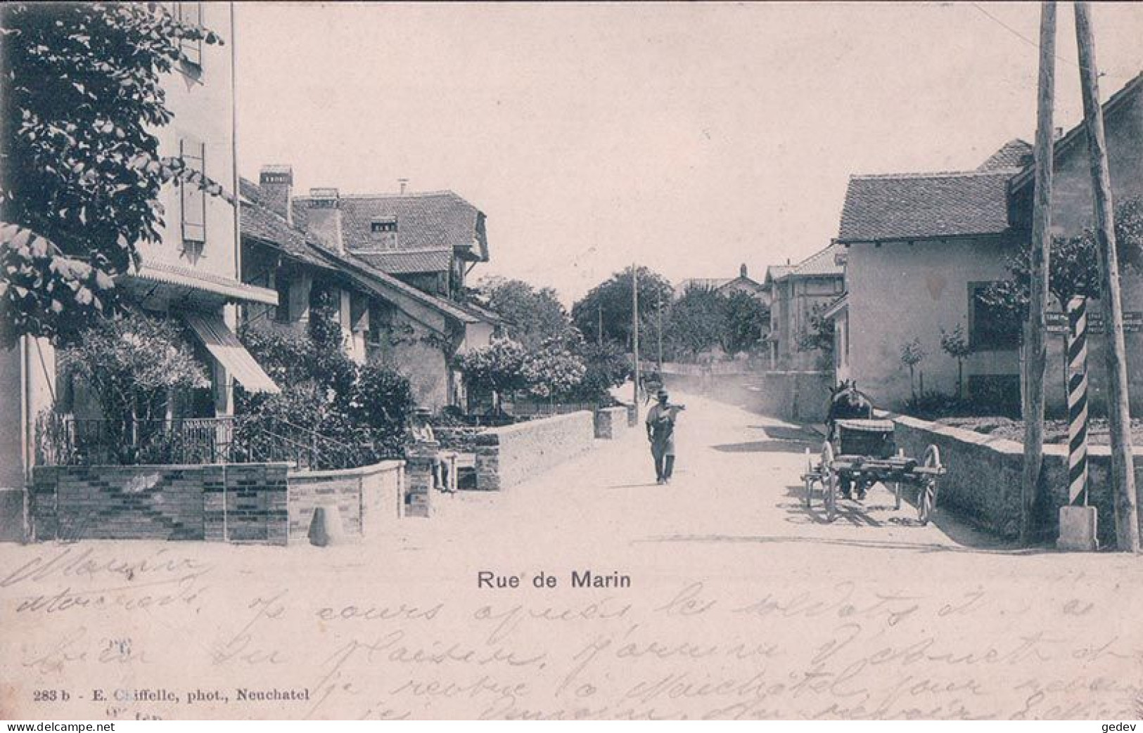 Marin NE, Rue Animée Et Attelage (30.10.1903) - Marin
