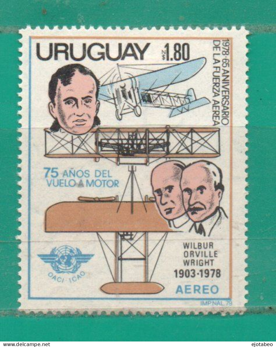 URUGUAY 1979-YT A412 Ss Mint-Resto De Bisagra-Algo De óxido-Eventos TT: Aniversarios De  La Aviación,Aviones,Pilotos - Uruguay