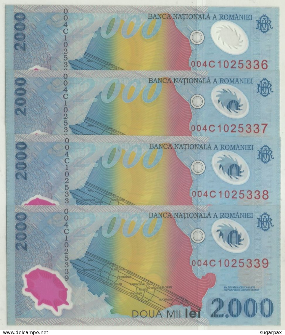 ROMANIA - 4 X 2.000 Lei - 1999 - Pick 111.a - Unc. - Série 004C - Total Solar ECLIPSE Commemorative POLYMER - 2000 - Romania