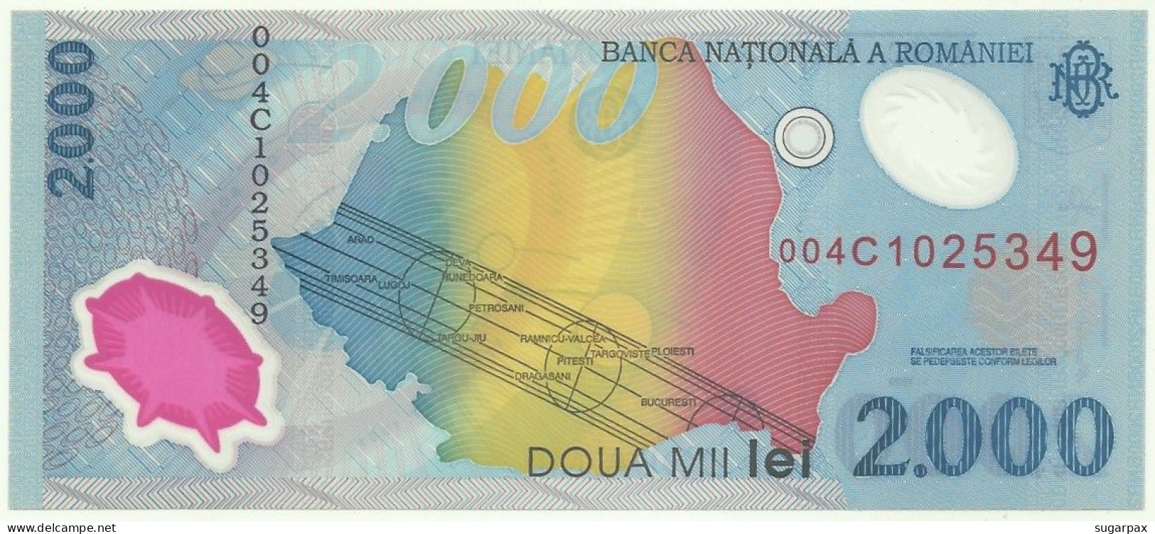 ROMANIA - 2.000 Lei - 1999 - Pick 111.a - Unc. - Série 004C - Total Solar ECLIPSE Commemorative POLYMER - 2000 - Rumänien