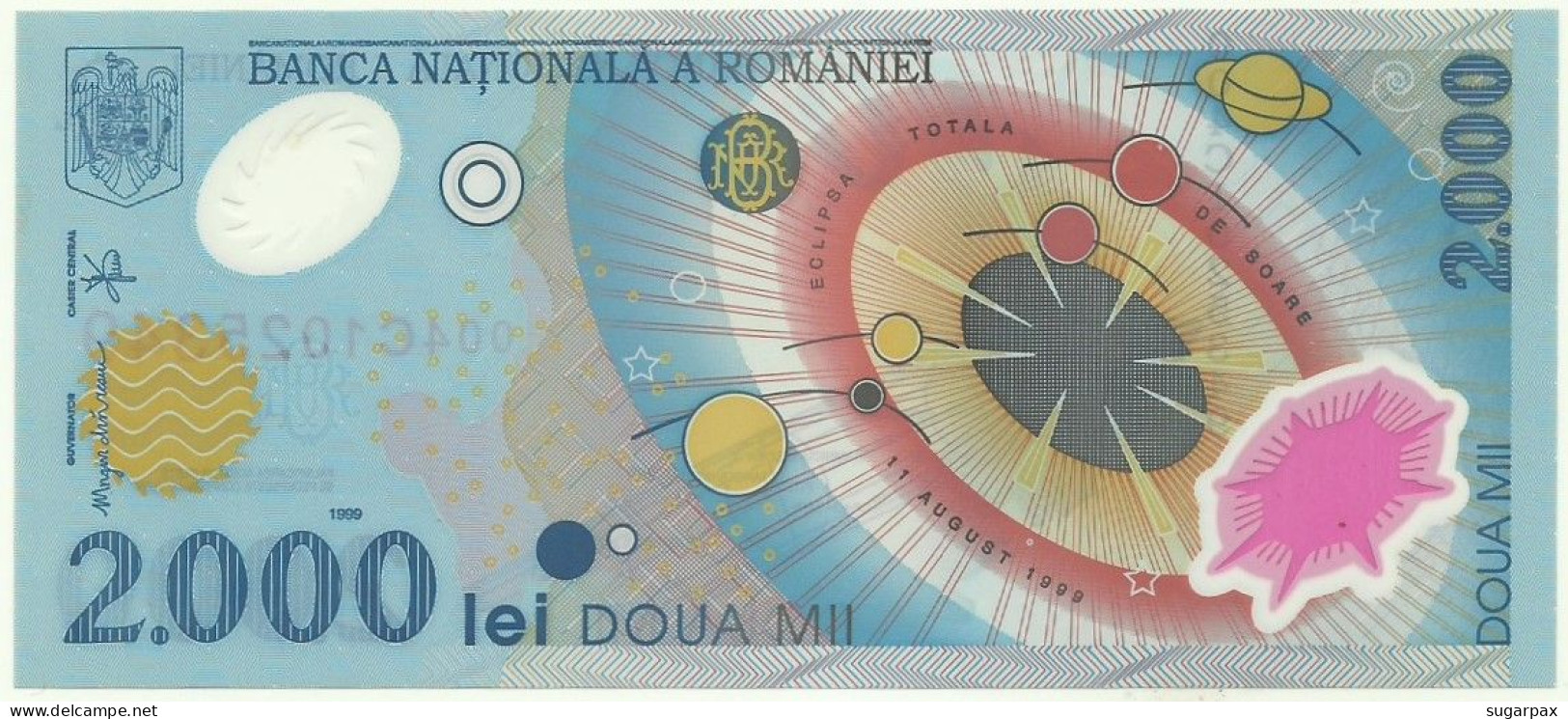ROMANIA - 2.000 Lei - 1999 - Pick 111.a - Unc. - Série 004C - Total Solar ECLIPSE Commemorative POLYMER - 2000 - Roemenië