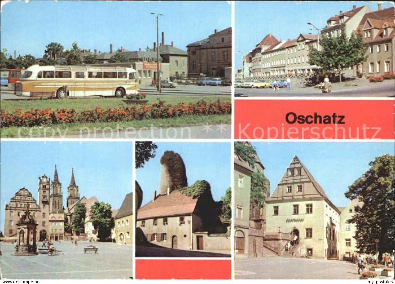 72374776 Oschatz Busbahnhof Thaelmann Platz Markt Frongasse Stadtwachturm Sparka - Oschatz