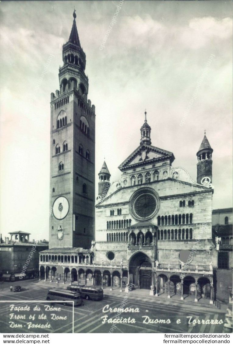 I616 Cartolina Cremona Citta'  Facciata Duomo E Torrazzo - Cremona