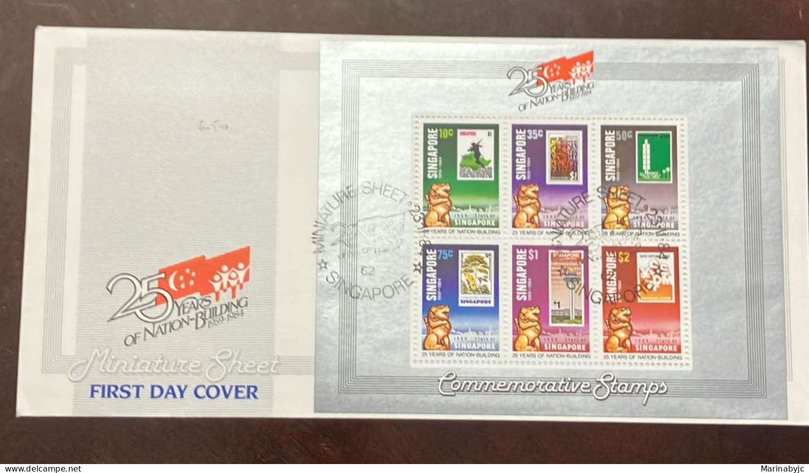 D)1984, SINGAPORE, SOUVENIR SHEET, FIRST DAY, ISSUE 25TH ANNIVERSARY OF AUTONOMY, FDC - Singapore (1959-...)