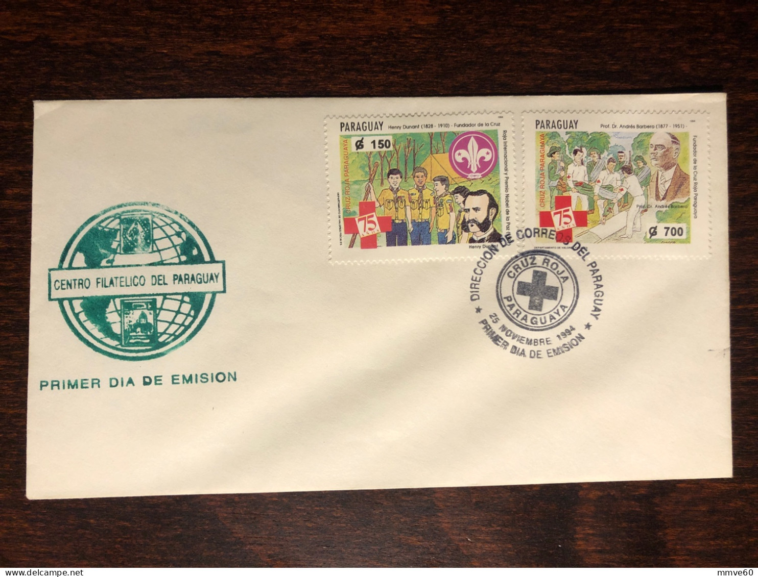 PARAGUAY FDC COVER 1994 YEAR RED CROSS DUNANT HEALTH MEDICINE STAMPS - Paraguay