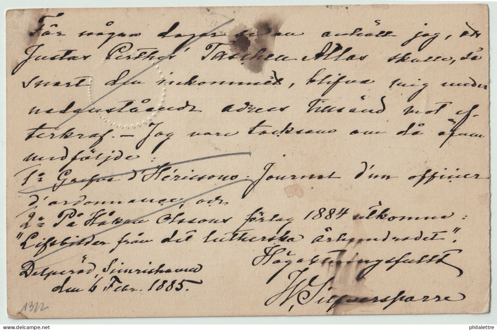 SUÈDE / SWEDEN - 1885 - "GERSNÄS" (GÄRSNÄS) CDS On 5ö Postal Card Mi.P9F Addressed To Lund - Lettres & Documents