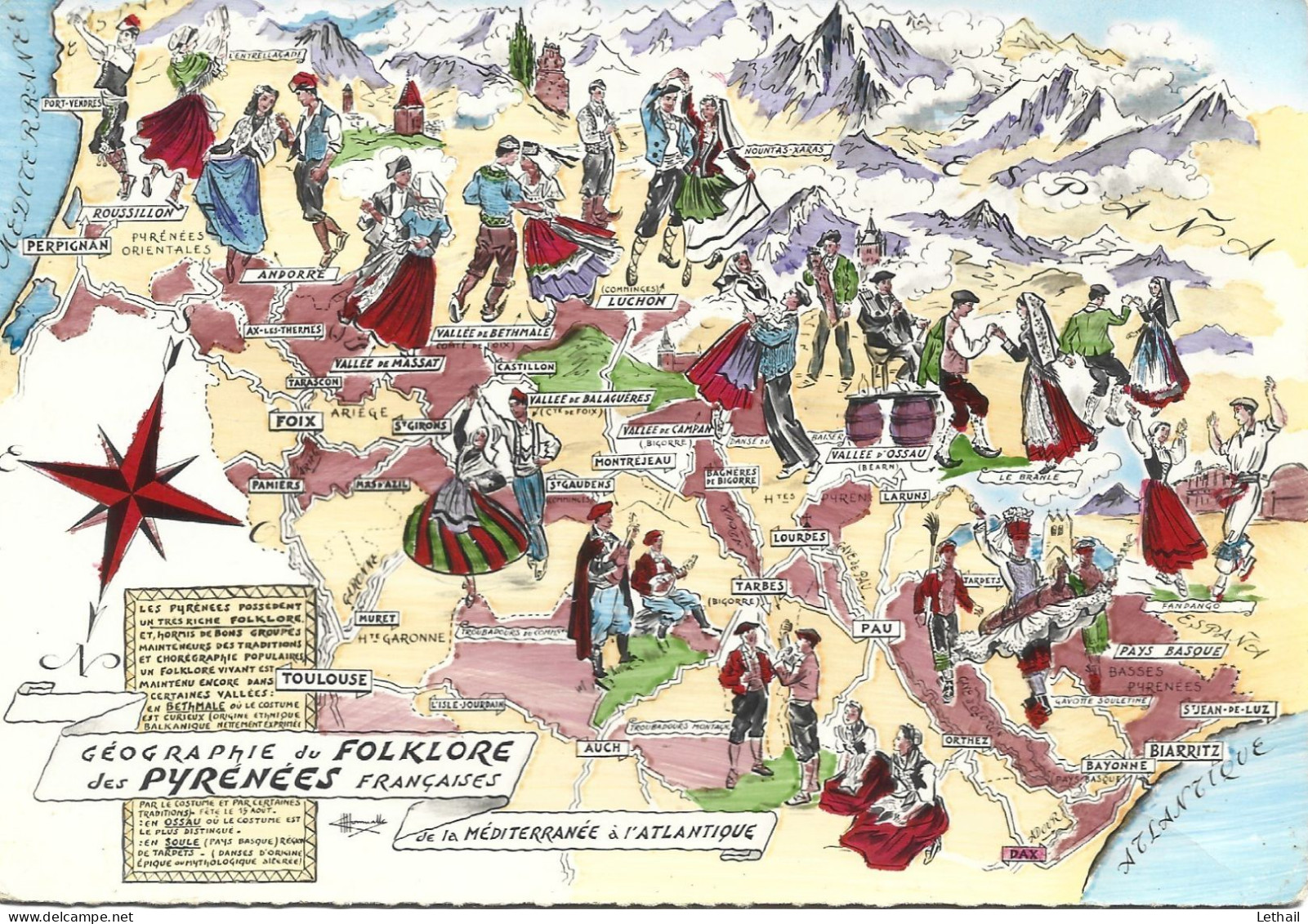 Ref ( 19142  )  Les Pyrenées Et Leur Folklore - Carte Geografiche