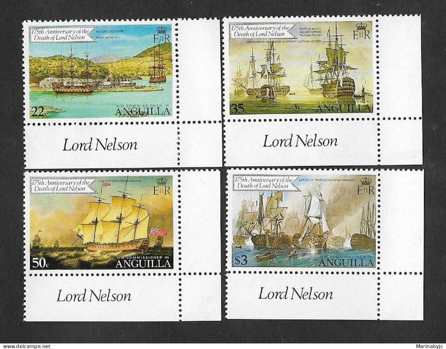 SE)1981 ANGUILLA  175TH ANNIVERSARY OF THE DEATH OF ADMIRAL LORD NELSON, BOATS, SAILBOATS, 4 STAMPS MNH - Anguilla (1968-...)