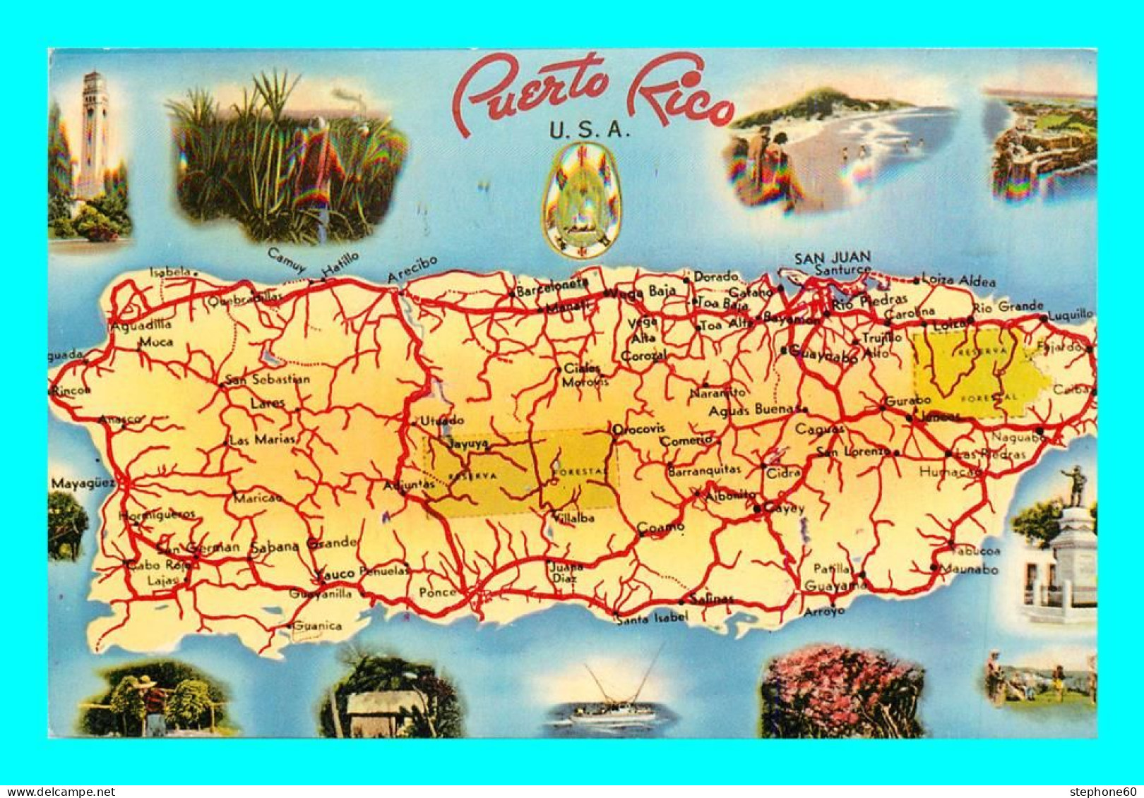 A902 / 331 PUERTO RICO Carte Geographique Multivues - Puerto Rico