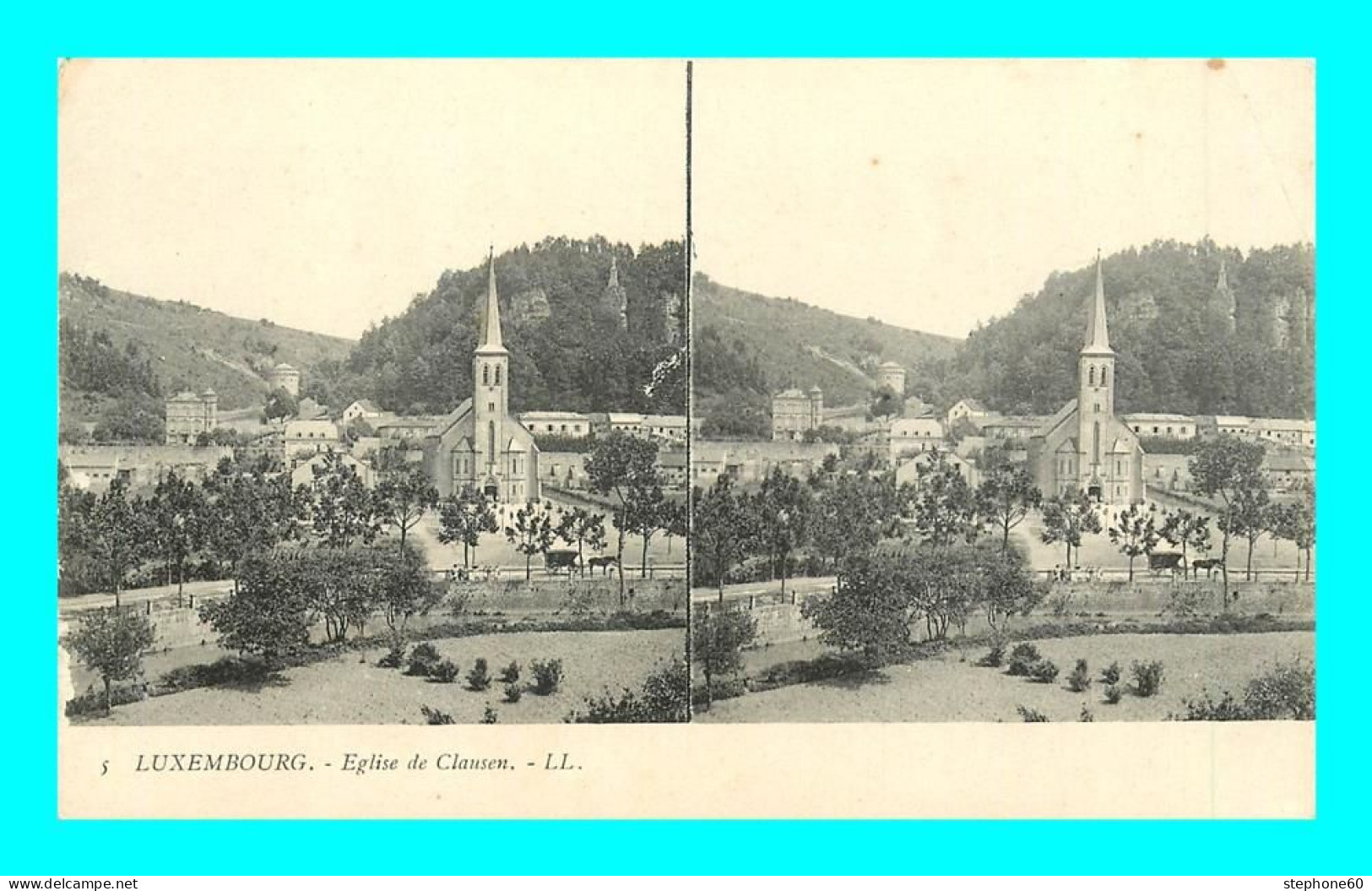 A904 / 421  Luxembourg Eglise De Clausen - Carte Stéréoscopique - Groeden