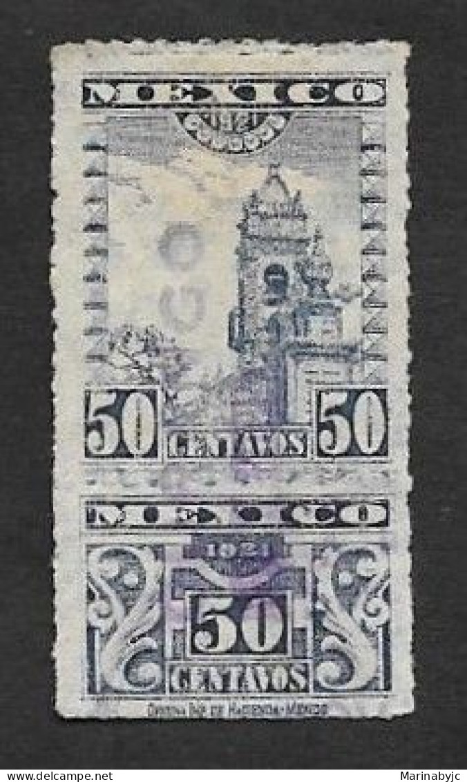 SE)1921 MEXICO  CATHEDRAL 50C FISCAL STAMP, USED - Mexico