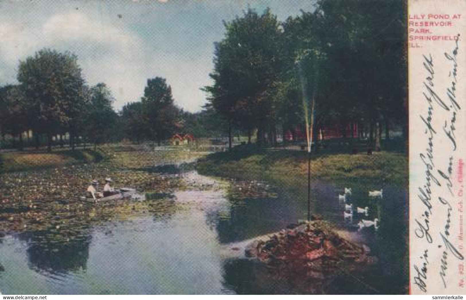 17439 - USA, Illinois - Springfield Ill. - Reservoir Park - Lily Pond - Ca. 1935 - Andere & Zonder Classificatie